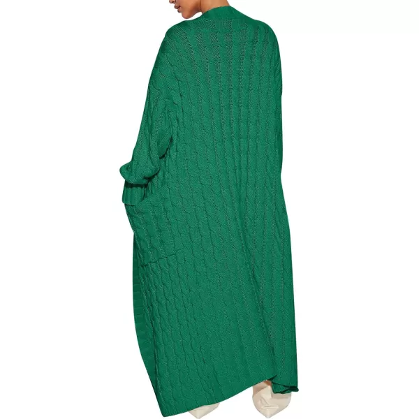 imageANRABESS Womens Long Cardigan Sweater Long Sleeve Open Front Knit Maxi Duster Outwear 2023 Trendy Jacket Coats ClothesGreen