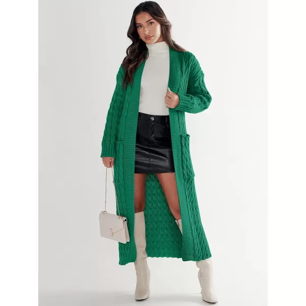 imageANRABESS Womens Long Cardigan Sweater Long Sleeve Open Front Knit Maxi Duster Outwear 2023 Trendy Jacket Coats ClothesGreen