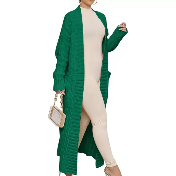imageANRABESS Womens Long Cardigan Sweater Long Sleeve Open Front Knit Maxi Duster Outwear 2023 Trendy Jacket Coats ClothesGreen
