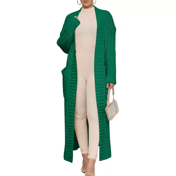 imageANRABESS Womens Long Cardigan Sweater Long Sleeve Open Front Knit Maxi Duster Outwear 2023 Trendy Jacket Coats ClothesGreen