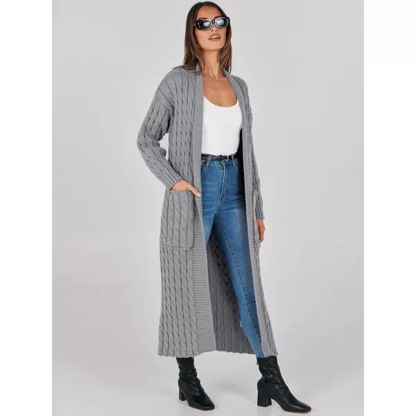 imageANRABESS Womens Long Cardigan Sweater Long Sleeve Open Front Knit Maxi Duster Outwear 2023 Trendy Jacket Coats ClothesGrey