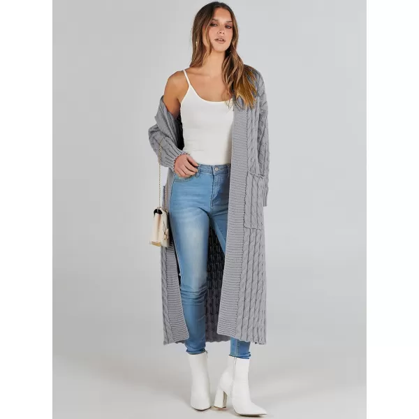 imageANRABESS Womens Long Cardigan Sweater Long Sleeve Open Front Knit Maxi Duster Outwear 2023 Trendy Jacket Coats ClothesGrey