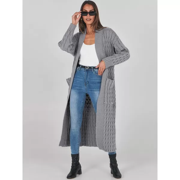 imageANRABESS Womens Long Cardigan Sweater Long Sleeve Open Front Knit Maxi Duster Outwear 2023 Trendy Jacket Coats ClothesGrey