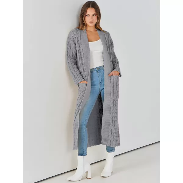 imageANRABESS Womens Long Cardigan Sweater Long Sleeve Open Front Knit Maxi Duster Outwear 2023 Trendy Jacket Coats ClothesGrey