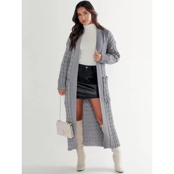 imageANRABESS Womens Long Cardigan Sweater Long Sleeve Open Front Knit Maxi Duster Outwear 2023 Trendy Jacket Coats ClothesGrey