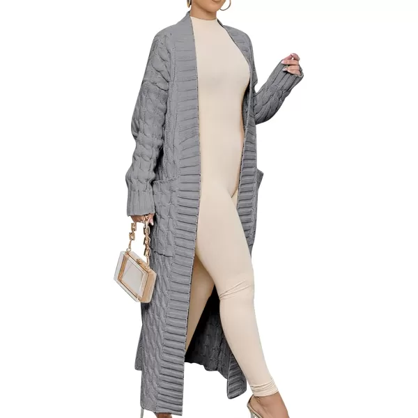imageANRABESS Womens Long Cardigan Sweater Long Sleeve Open Front Knit Maxi Duster Outwear 2023 Trendy Jacket Coats ClothesGrey
