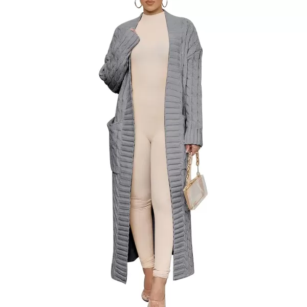 imageANRABESS Womens Long Cardigan Sweater Long Sleeve Open Front Knit Maxi Duster Outwear 2023 Trendy Jacket Coats ClothesGrey