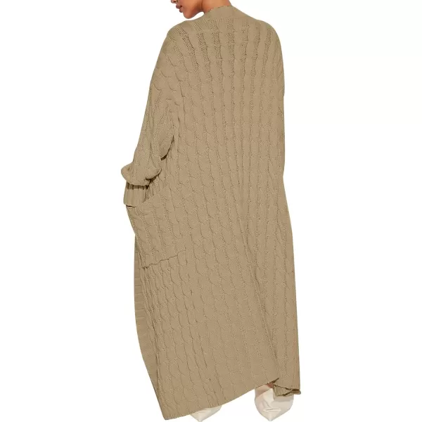 imageANRABESS Womens Long Cardigan Sweater Long Sleeve Open Front Knit Maxi Duster Outwear 2023 Trendy Jacket Coats ClothesKhaki