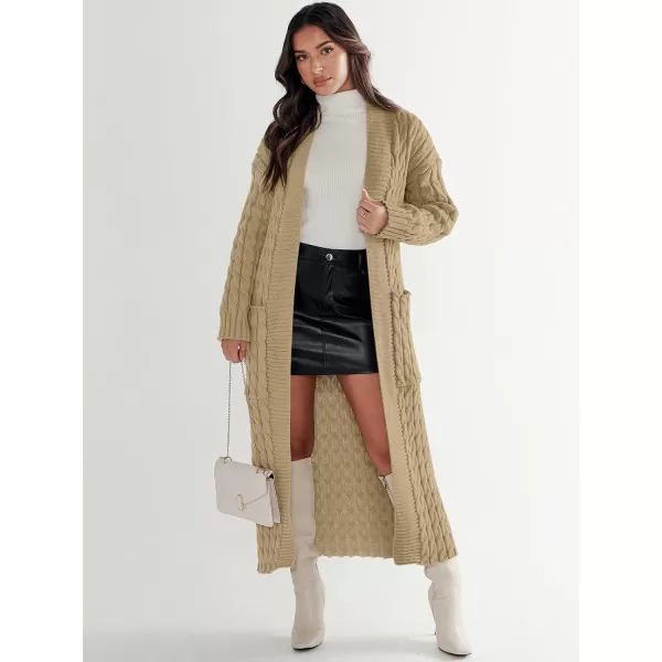 imageANRABESS Womens Long Cardigan Sweater Long Sleeve Open Front Knit Maxi Duster Outwear 2023 Trendy Jacket Coats ClothesKhaki