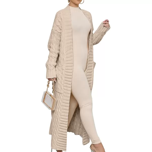imageANRABESS Womens Long Cardigan Sweater Long Sleeve Open Front Knit Maxi Duster Outwear 2023 Trendy Jacket Coats ClothesLight Khaki