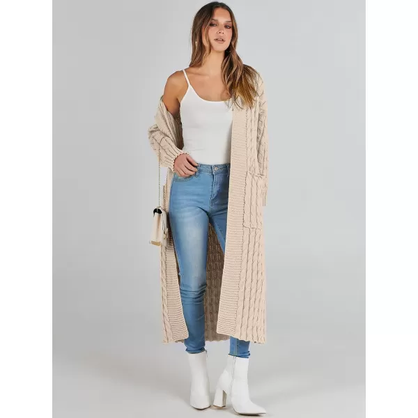 imageANRABESS Womens Long Cardigan Sweater Long Sleeve Open Front Knit Maxi Duster Outwear 2023 Trendy Jacket Coats ClothesLight Khaki