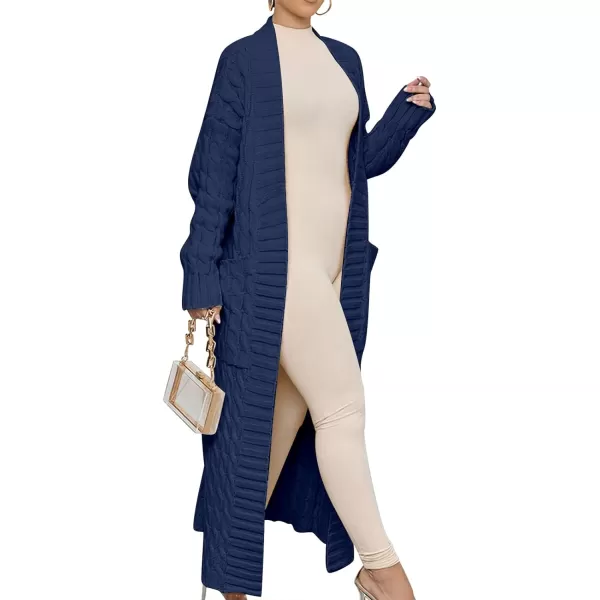 imageANRABESS Womens Long Cardigan Sweater Long Sleeve Open Front Knit Maxi Duster Outwear 2023 Trendy Jacket Coats ClothesNavy Blue