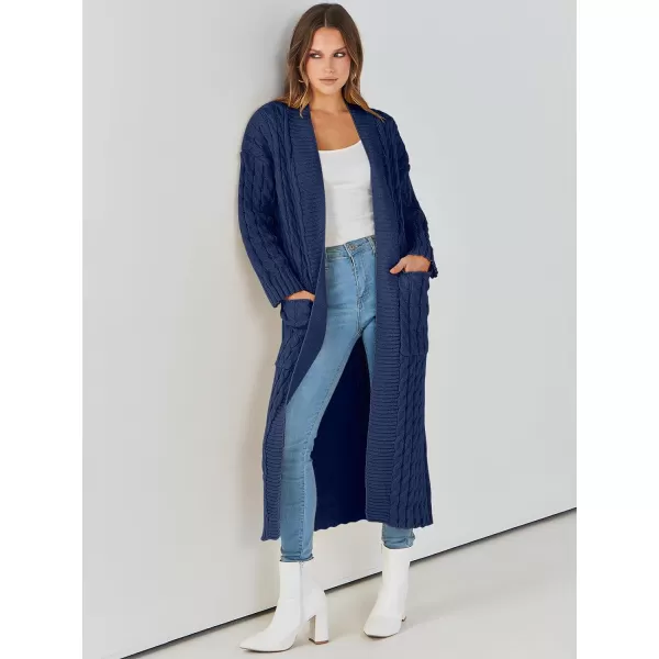 imageANRABESS Womens Long Cardigan Sweater Long Sleeve Open Front Knit Maxi Duster Outwear 2023 Trendy Jacket Coats ClothesNavy Blue