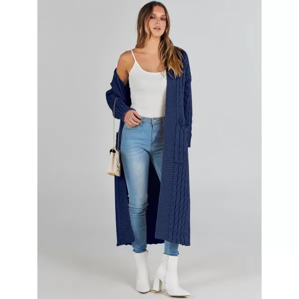 imageANRABESS Womens Long Cardigan Sweater Long Sleeve Open Front Knit Maxi Duster Outwear 2023 Trendy Jacket Coats ClothesNavy Blue