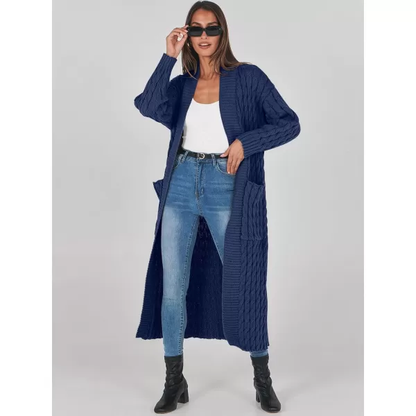 imageANRABESS Womens Long Cardigan Sweater Long Sleeve Open Front Knit Maxi Duster Outwear 2023 Trendy Jacket Coats ClothesNavy Blue
