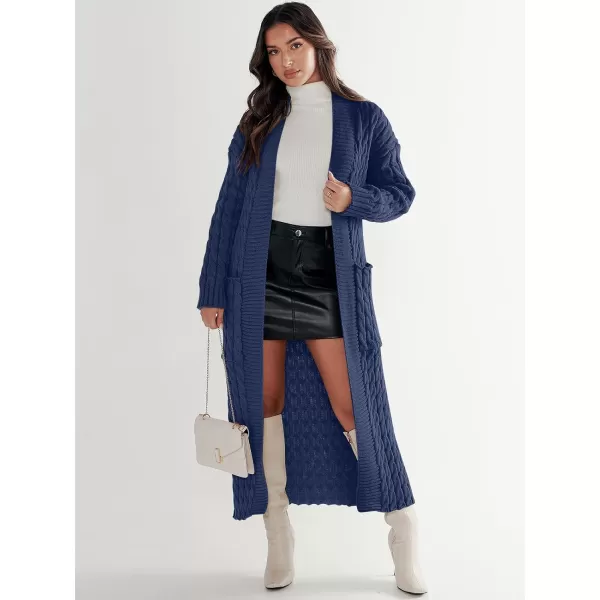 imageANRABESS Womens Long Cardigan Sweater Long Sleeve Open Front Knit Maxi Duster Outwear 2023 Trendy Jacket Coats ClothesNavy Blue