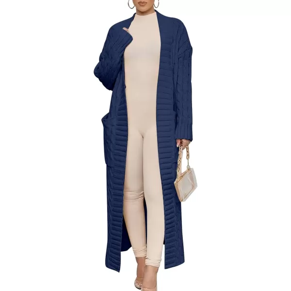 imageANRABESS Womens Long Cardigan Sweater Long Sleeve Open Front Knit Maxi Duster Outwear 2023 Trendy Jacket Coats ClothesNavy Blue