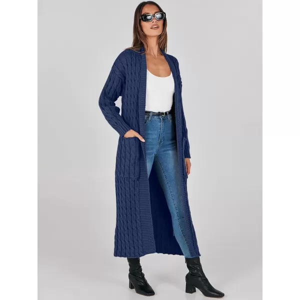 imageANRABESS Womens Long Cardigan Sweater Long Sleeve Open Front Knit Maxi Duster Outwear 2023 Trendy Jacket Coats ClothesNavy Blue
