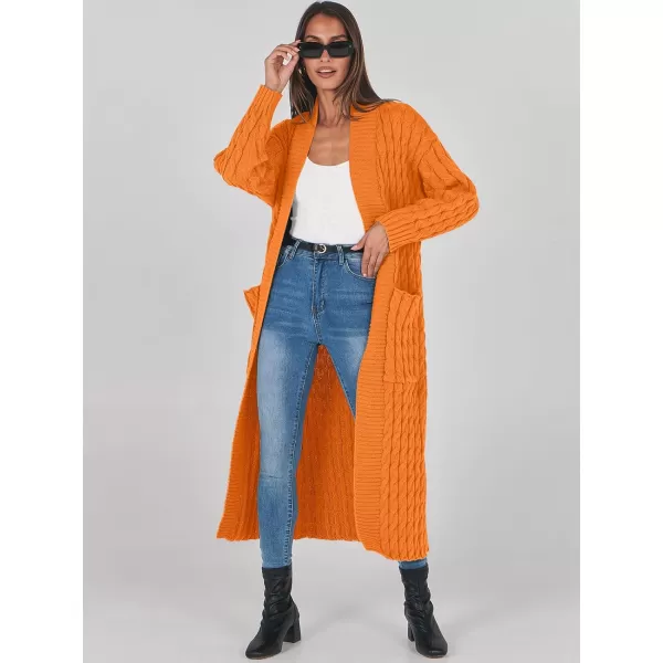 imageANRABESS Womens Long Cardigan Sweater Long Sleeve Open Front Knit Maxi Duster Outwear 2023 Trendy Jacket Coats ClothesOrange