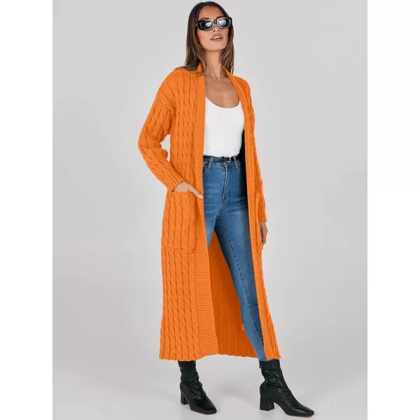 imageANRABESS Womens Long Cardigan Sweater Long Sleeve Open Front Knit Maxi Duster Outwear 2023 Trendy Jacket Coats ClothesOrange