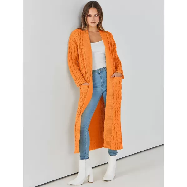 imageANRABESS Womens Long Cardigan Sweater Long Sleeve Open Front Knit Maxi Duster Outwear 2023 Trendy Jacket Coats ClothesOrange