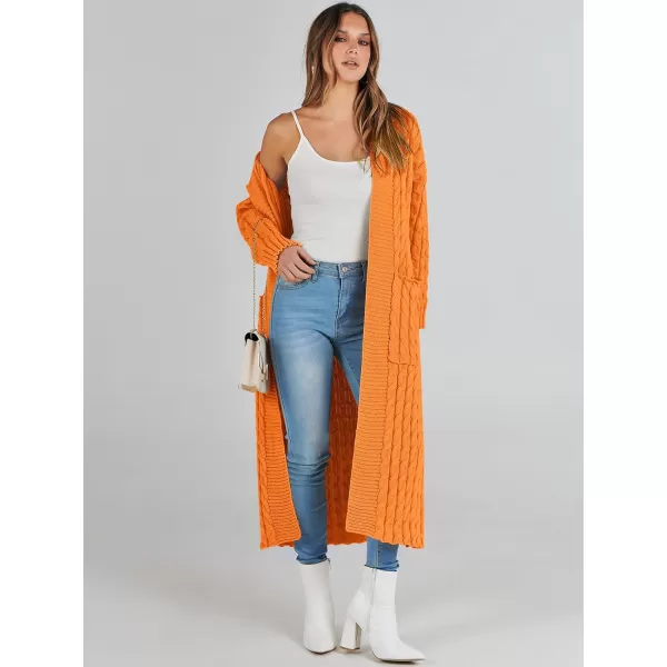 imageANRABESS Womens Long Cardigan Sweater Long Sleeve Open Front Knit Maxi Duster Outwear 2023 Trendy Jacket Coats ClothesOrange