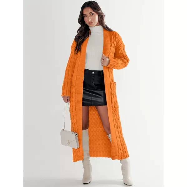 imageANRABESS Womens Long Cardigan Sweater Long Sleeve Open Front Knit Maxi Duster Outwear 2023 Trendy Jacket Coats ClothesOrange
