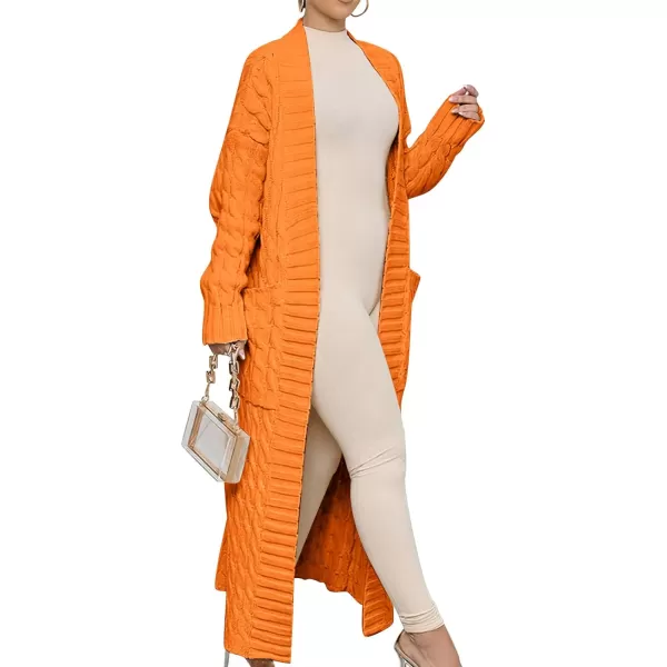 imageANRABESS Womens Long Cardigan Sweater Long Sleeve Open Front Knit Maxi Duster Outwear 2023 Trendy Jacket Coats ClothesOrange