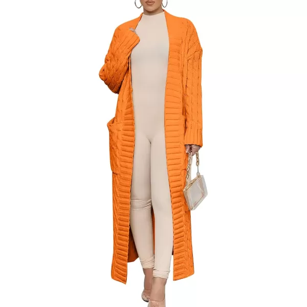 imageANRABESS Womens Long Cardigan Sweater Long Sleeve Open Front Knit Maxi Duster Outwear 2023 Trendy Jacket Coats ClothesOrange