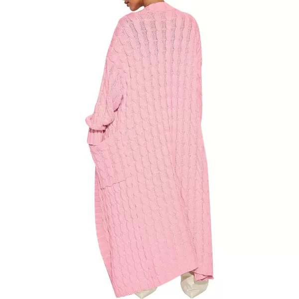 imageANRABESS Womens Long Cardigan Sweater Long Sleeve Open Front Knit Maxi Duster Outwear 2023 Trendy Jacket Coats ClothesPink