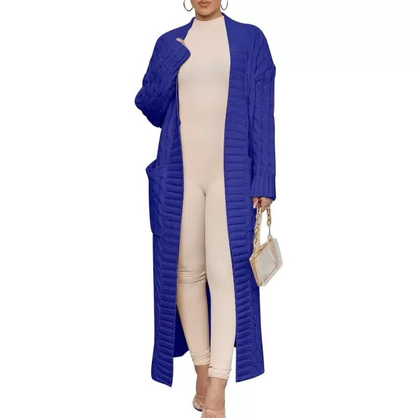 imageANRABESS Womens Long Cardigan Sweater Long Sleeve Open Front Knit Maxi Duster Outwear 2023 Trendy Jacket Coats ClothesRoyal Blue