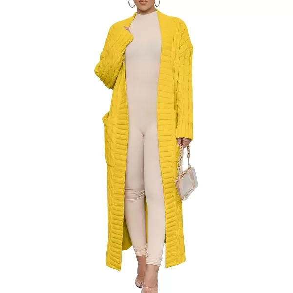 imageANRABESS Womens Long Cardigan Sweater Long Sleeve Open Front Knit Maxi Duster Outwear 2023 Trendy Jacket Coats ClothesYellow