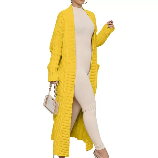 imageANRABESS Womens Long Cardigan Sweater Long Sleeve Open Front Knit Maxi Duster Outwear 2023 Trendy Jacket Coats ClothesYellow