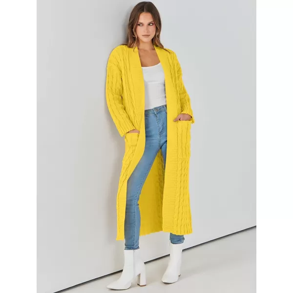 imageANRABESS Womens Long Cardigan Sweater Long Sleeve Open Front Knit Maxi Duster Outwear 2023 Trendy Jacket Coats ClothesYellow