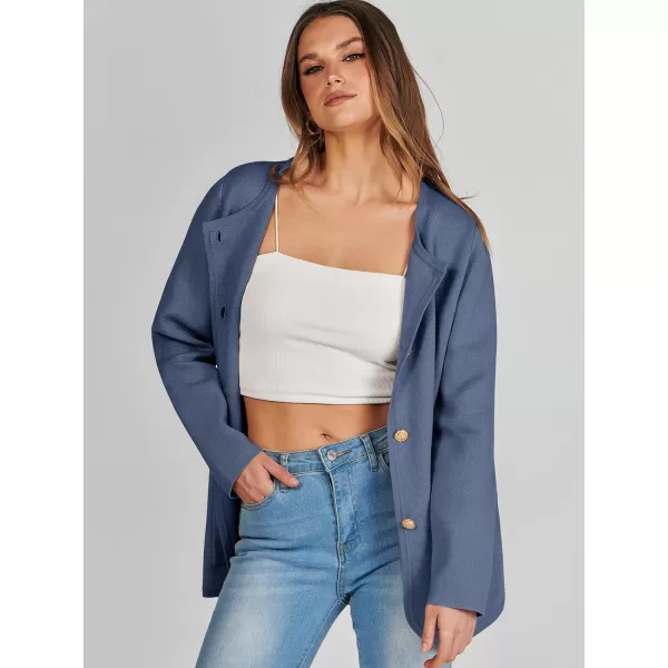 imageANRABESS Womens Long Sleeve Button Down Knit Cardigan Sweater Blazer with PocketsDusty Blue