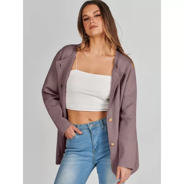 imageANRABESS Womens Long Sleeve Button Down Knit Cardigan Sweater Blazer with PocketsRed Apricot