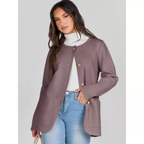 imageANRABESS Womens Long Sleeve Button Down Knit Cardigan Sweater Blazer with PocketsRed Apricot