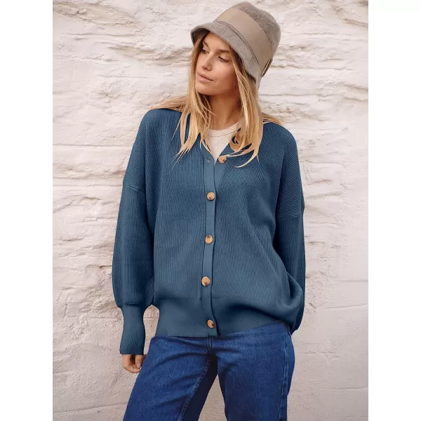imageANRABESS Womens Long Sleeve Button Down V Neck Casual Loose Oversized Cardigan Knit Sweater CoatDusty Blue
