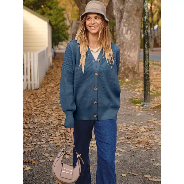 imageANRABESS Womens Long Sleeve Button Down V Neck Casual Loose Oversized Cardigan Knit Sweater CoatDusty Blue