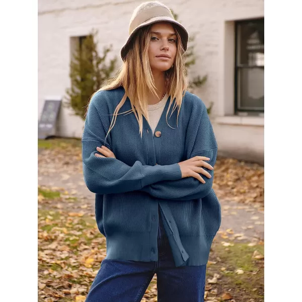 imageANRABESS Womens Long Sleeve Button Down V Neck Casual Loose Oversized Cardigan Knit Sweater CoatDusty Blue