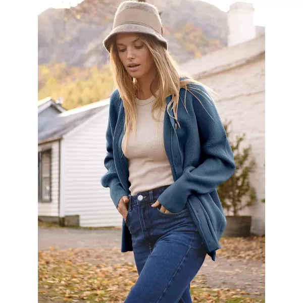 imageANRABESS Womens Long Sleeve Button Down V Neck Casual Loose Oversized Cardigan Knit Sweater CoatDusty Blue