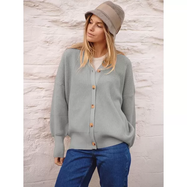 imageANRABESS Womens Long Sleeve Button Down V Neck Casual Loose Oversized Cardigan Knit Sweater CoatGray