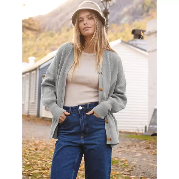 imageANRABESS Womens Long Sleeve Button Down V Neck Casual Loose Oversized Cardigan Knit Sweater CoatGray