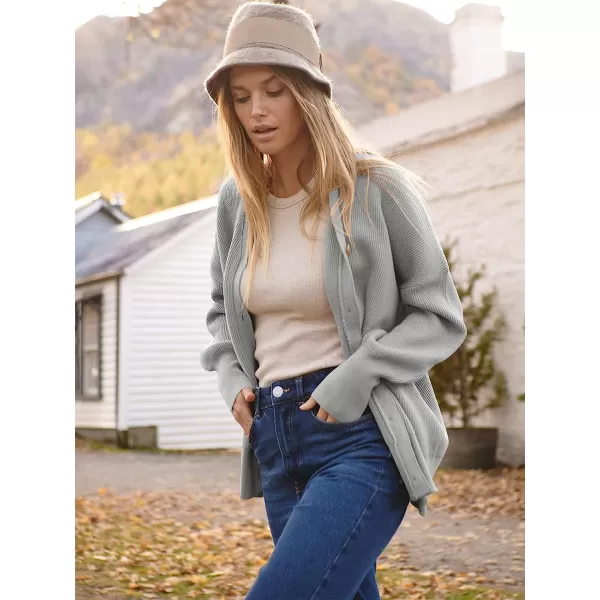 imageANRABESS Womens Long Sleeve Button Down V Neck Casual Loose Oversized Cardigan Knit Sweater CoatGray