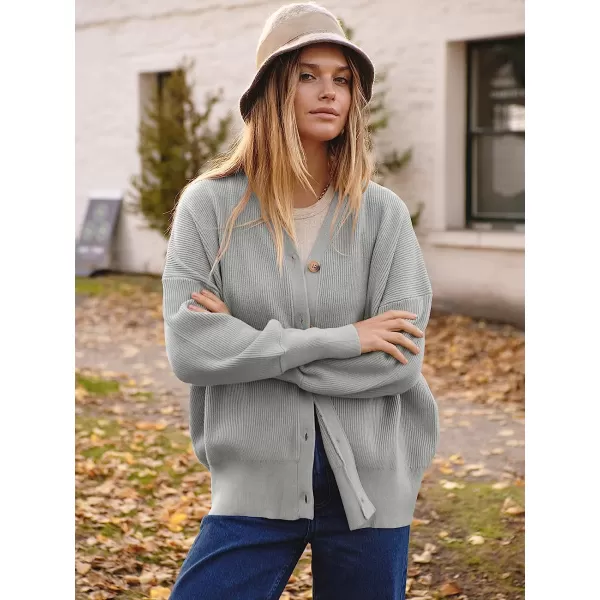 imageANRABESS Womens Long Sleeve Button Down V Neck Casual Loose Oversized Cardigan Knit Sweater CoatGray