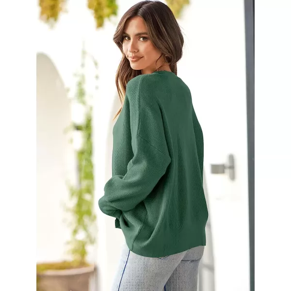 imageANRABESS Womens Long Sleeve Button Down V Neck Casual Loose Oversized Cardigan Knit Sweater CoatGray Green