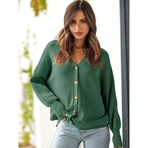 imageANRABESS Womens Long Sleeve Button Down V Neck Casual Loose Oversized Cardigan Knit Sweater CoatGray Green