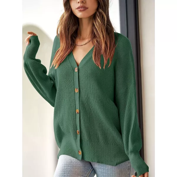 imageANRABESS Womens Long Sleeve Button Down V Neck Casual Loose Oversized Cardigan Knit Sweater CoatGray Green