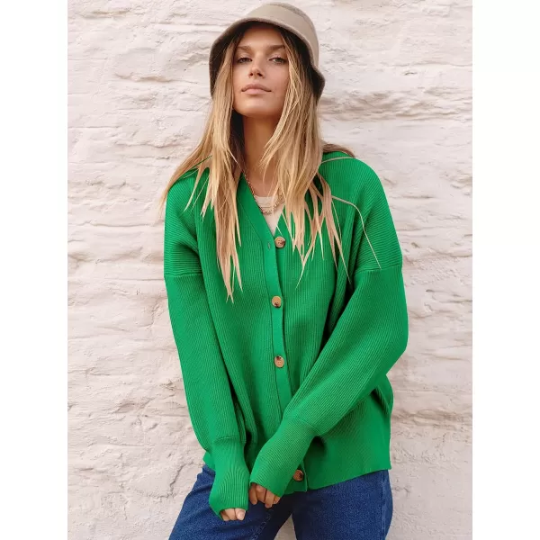 imageANRABESS Womens Long Sleeve Button Down V Neck Casual Loose Oversized Cardigan Knit Sweater CoatGreen