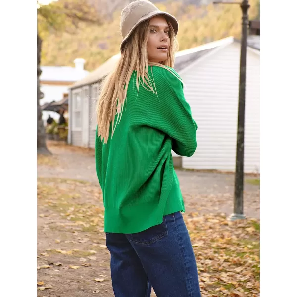 imageANRABESS Womens Long Sleeve Button Down V Neck Casual Loose Oversized Cardigan Knit Sweater CoatGreen